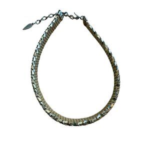 Vintage Whiting & Davis Gold tone Mesh Choker Necklace 11in With 3-Inch Extender